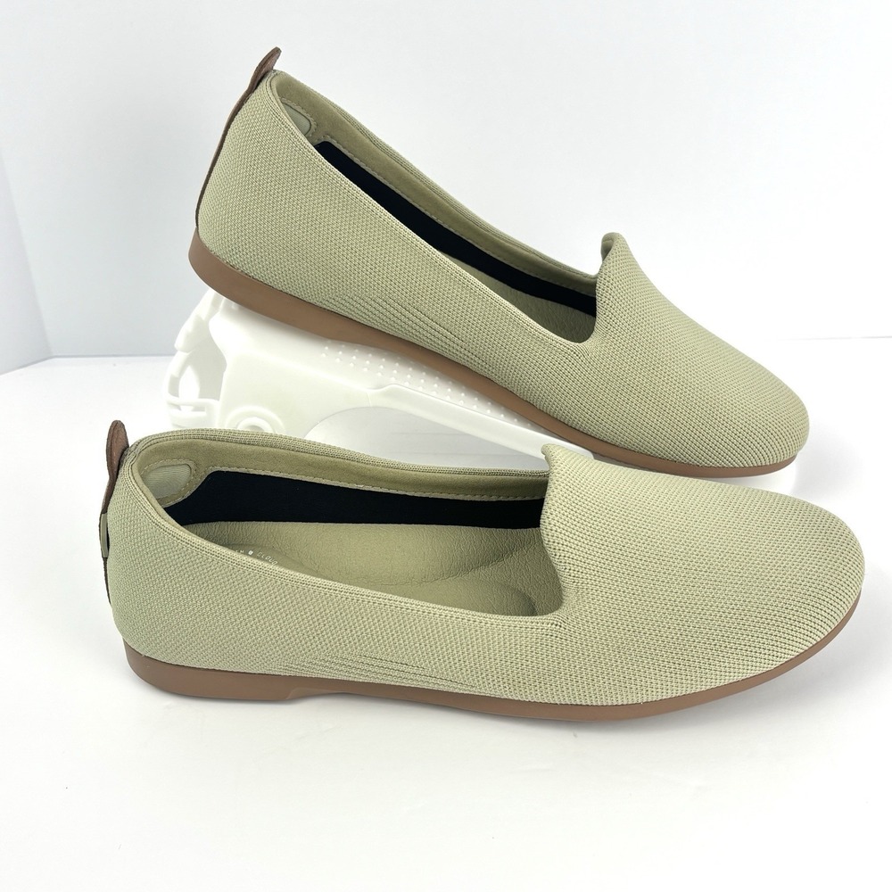 Vessi Market Flat Women's Size 7 Fusion Light Dune Green Waterproof Knit Flats